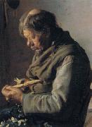 Fisherman Lars Gaihede carving a stick, Anna Ancher